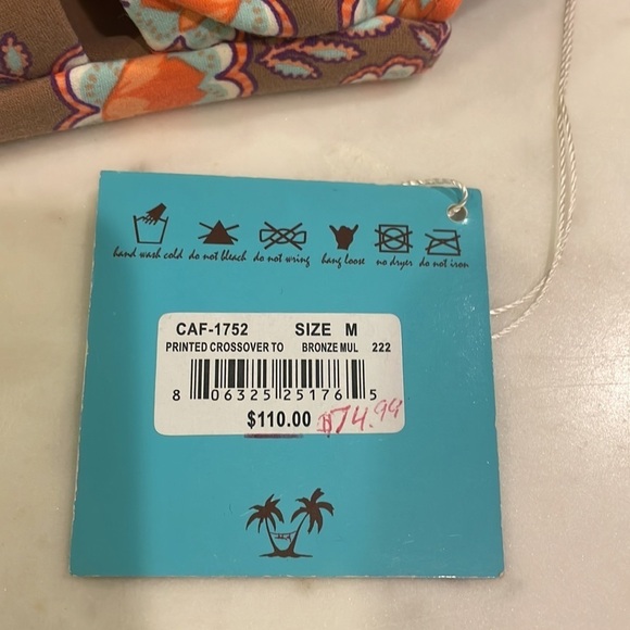 Letarte Floral Printed Crossover Swim Top - Picture 5 of 10